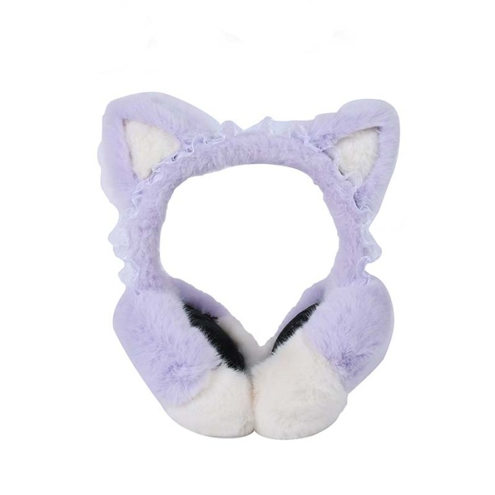 Women's Furry Earmuffs Soft Winter Ear Warmers with Cat Ear Design Stylish Ear Covers