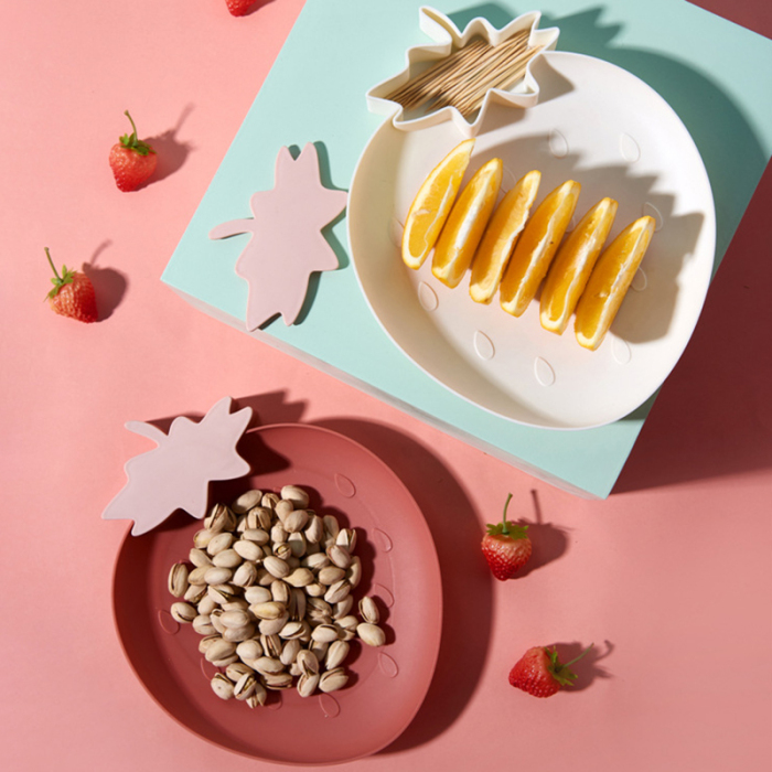 Divided Strawberry Plastic Plate