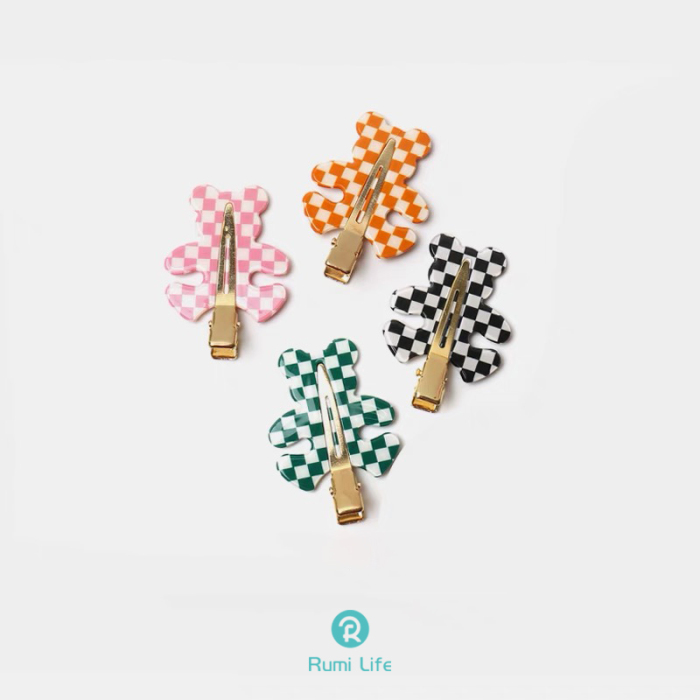 Checkered Bear Hairpin