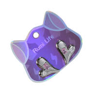 CZ Pink Heart Stud Earrings - Image 4
