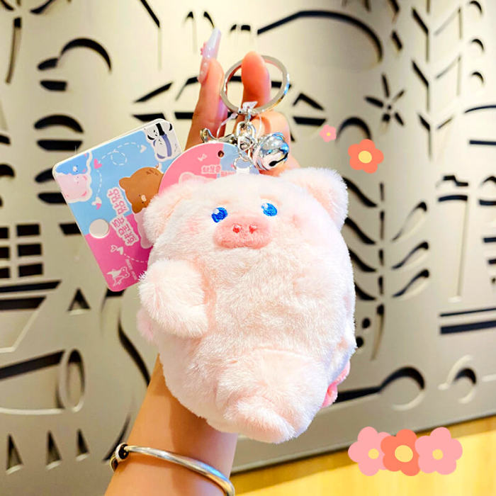 Fuzzy Pig Keychain