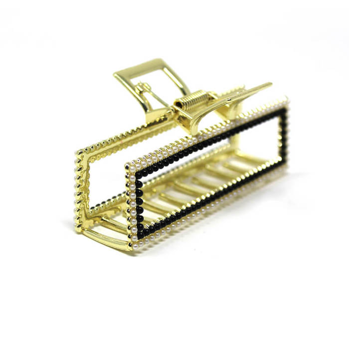 Pearl Rhinestone Square Claw Hair Clip