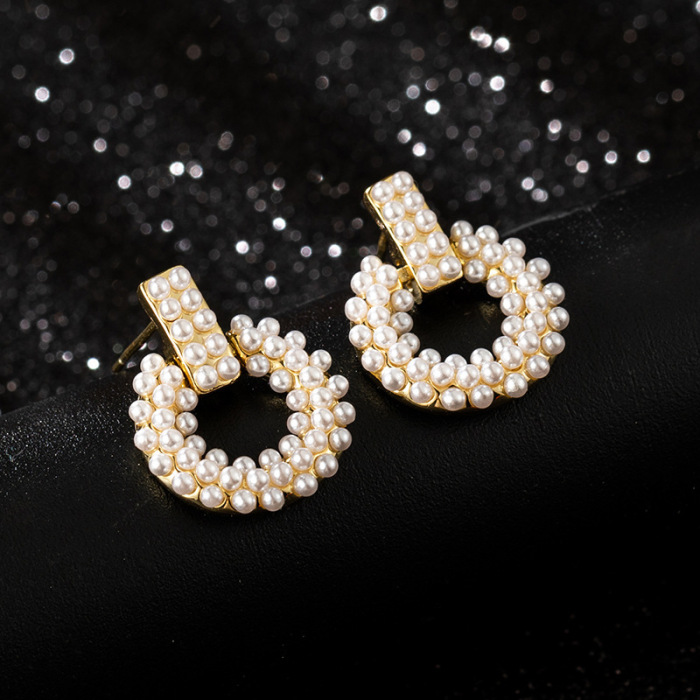Pearl Hoop Drop Earrings