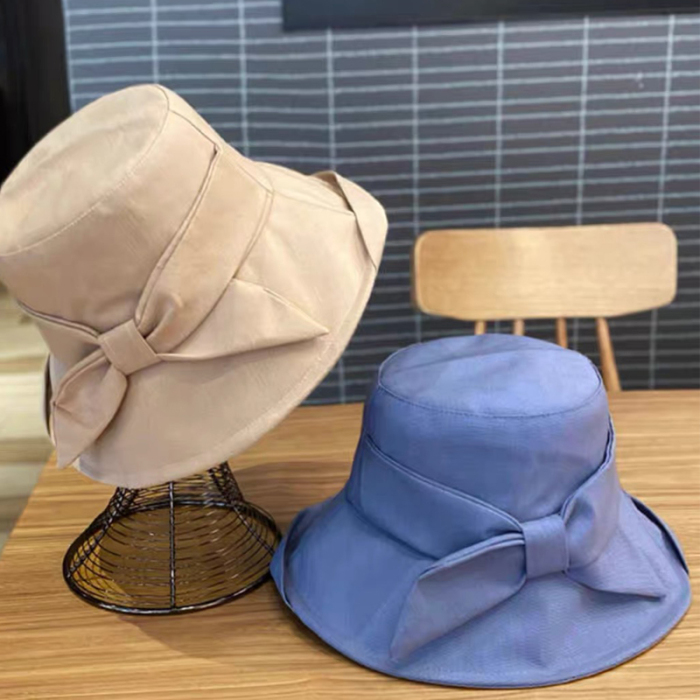 Elegant Women Bucket Hat with Bow Decoration