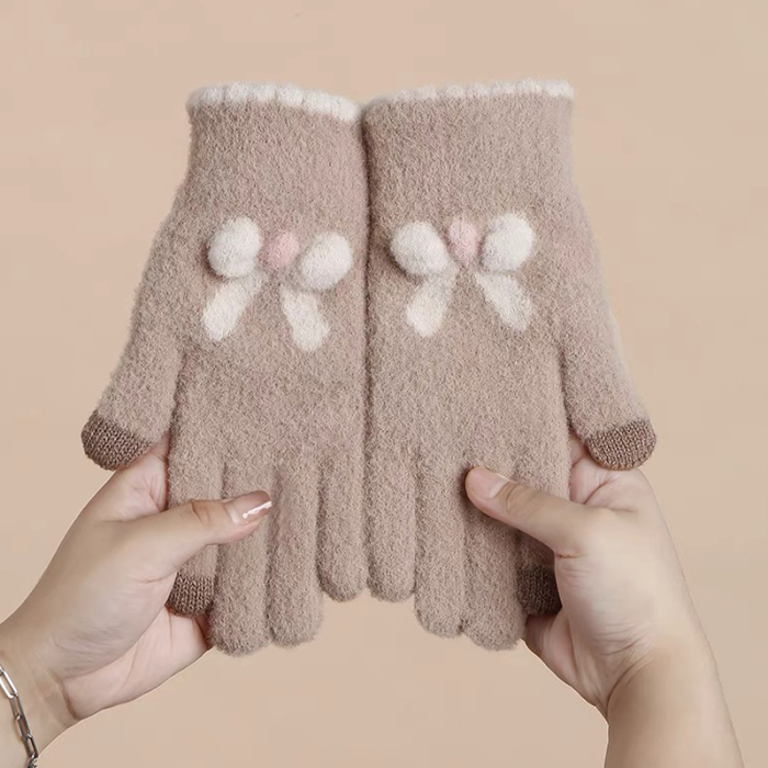 Bow Women Winter Gloves Full Finger Touchscreen Gloves