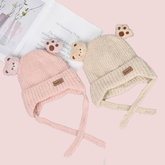 Toddler Knit Hat with Ear Warmer Kids Beanie Age 2-4