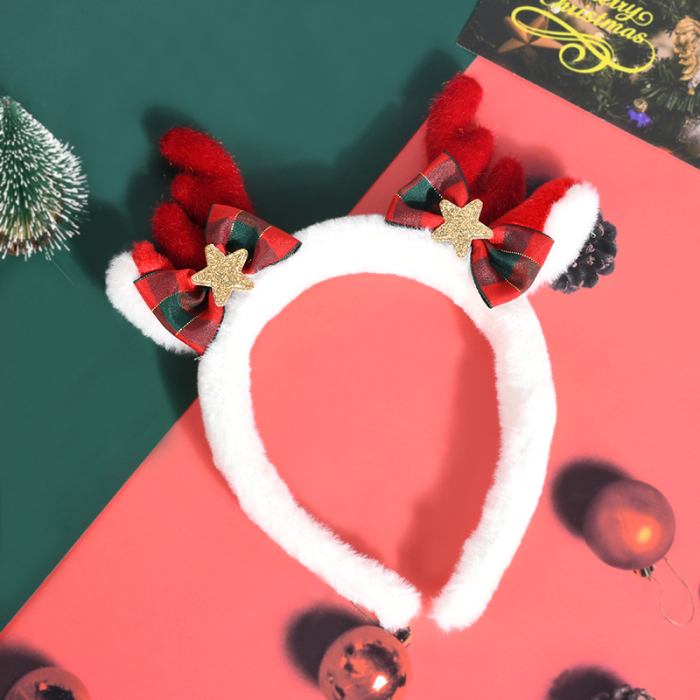 Christmas Reindeer Headband Girls Fluffy Headbands