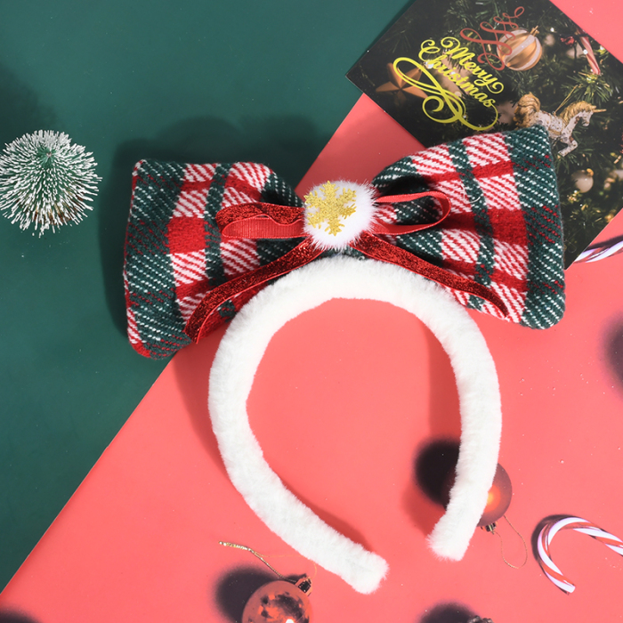 Christmas Kids Bow Headband Holiday Girls Hair Accessory