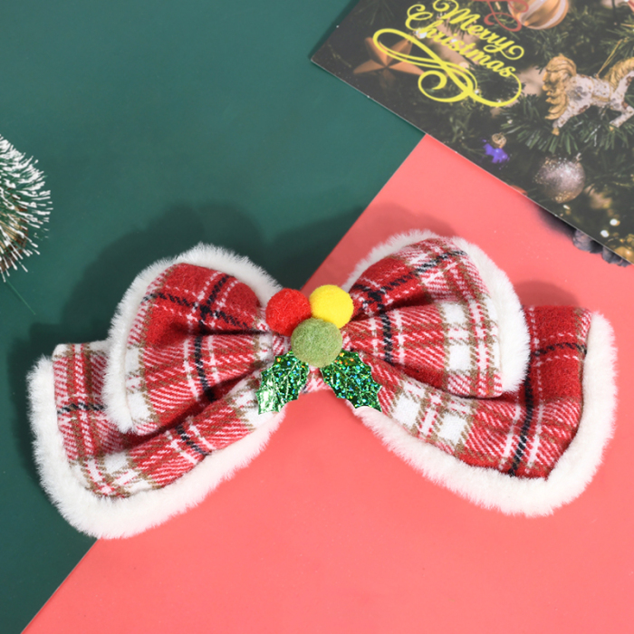Classic Christmas Bow Plaid Hair Clip for Kids