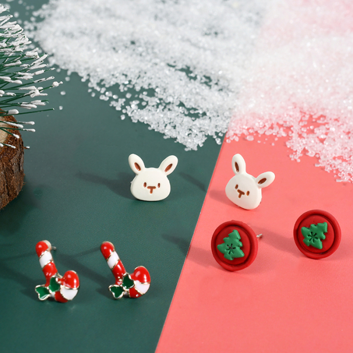 3 Pairs Women Christmas Earrings Set Girls Earrings