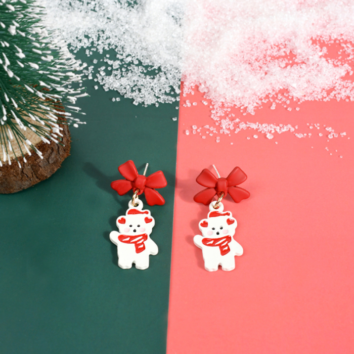 Christmas Bear Earrings for Women Holiday Dangle Earrings