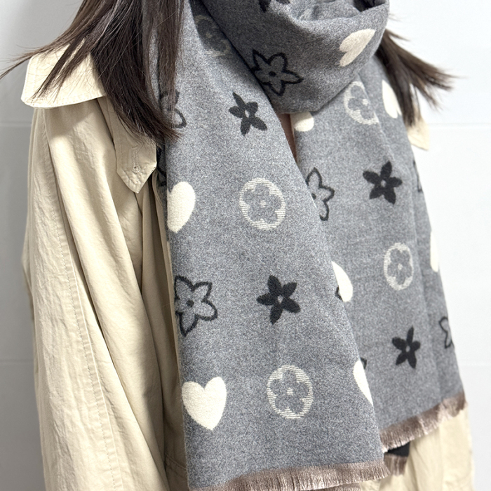 Women Winter Scarf Cute Flower Large Shawl