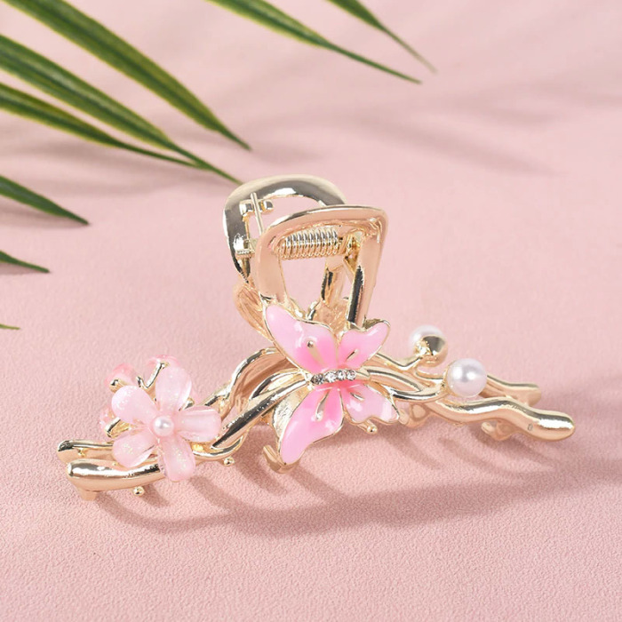 Butterfly Flower Claw Hair Clip