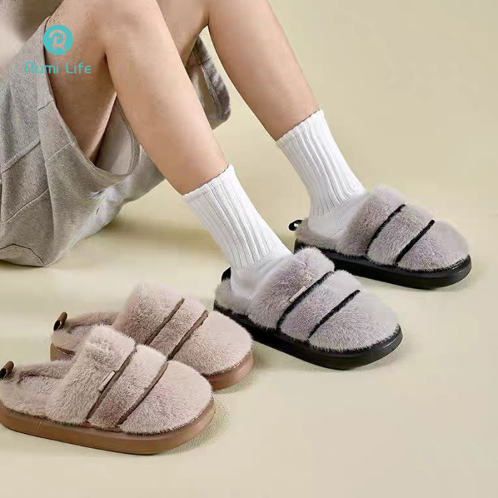 Stripe Winter Slippers for Men